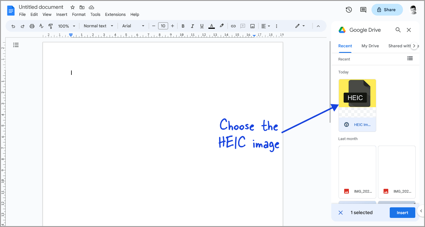 How to Insert HEIC Into Google Docs Step-4 How to Insert HEIC Into Google Docs