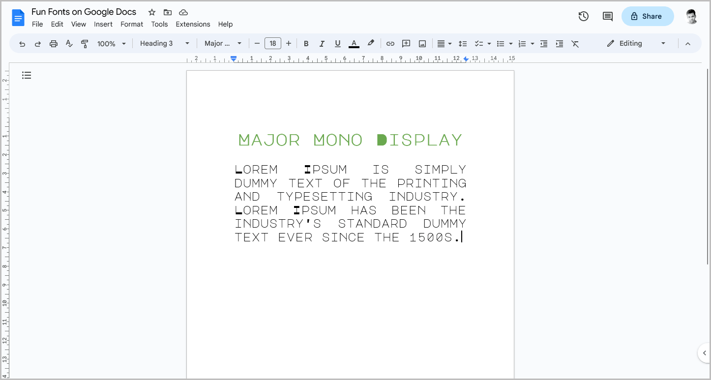 Fun Fonts on Google Docs
