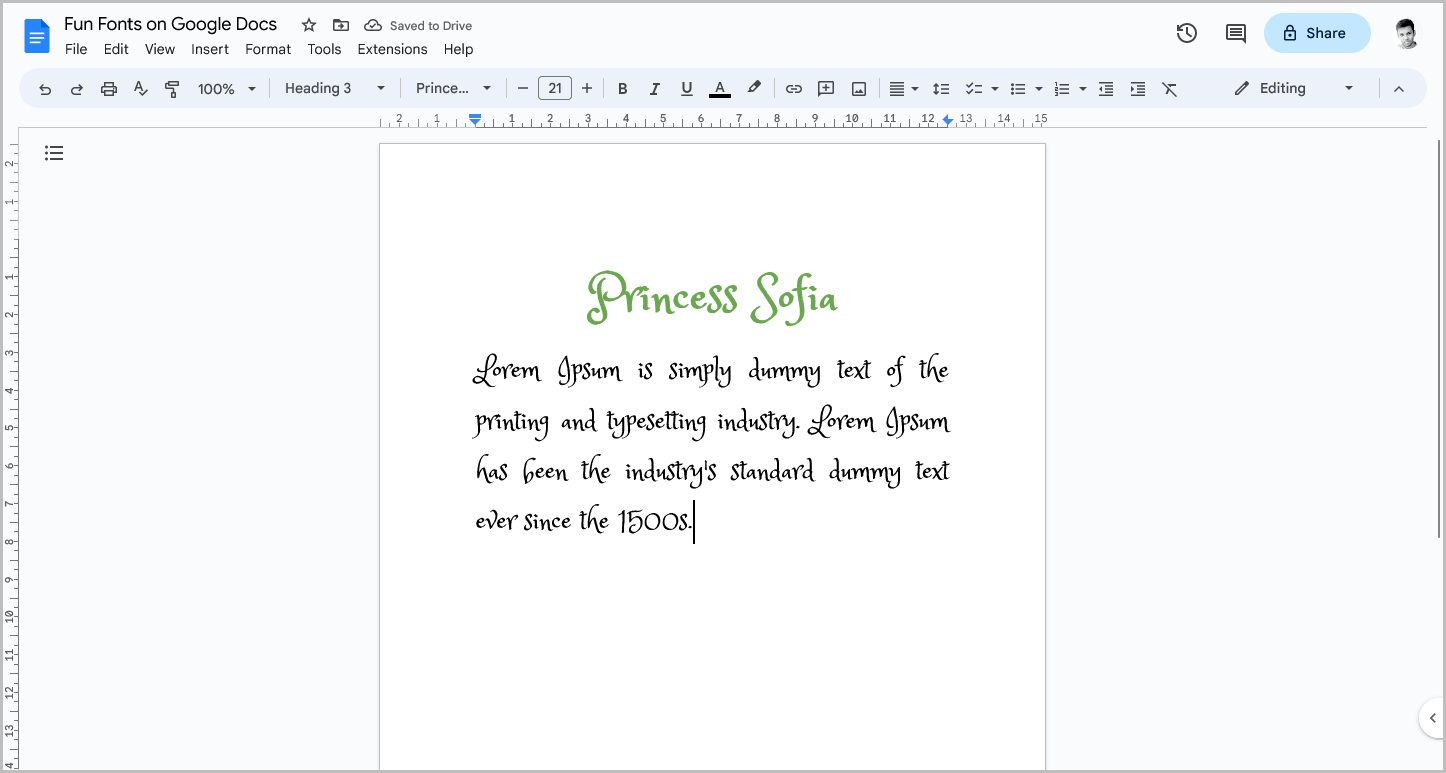 Fun Fonts on Google Docs