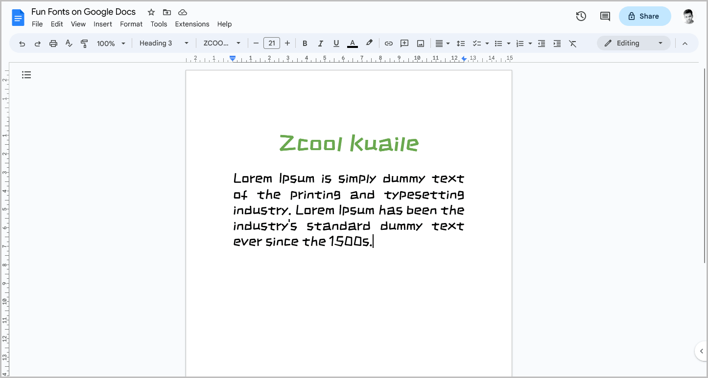 Fun Fonts on Google Docs