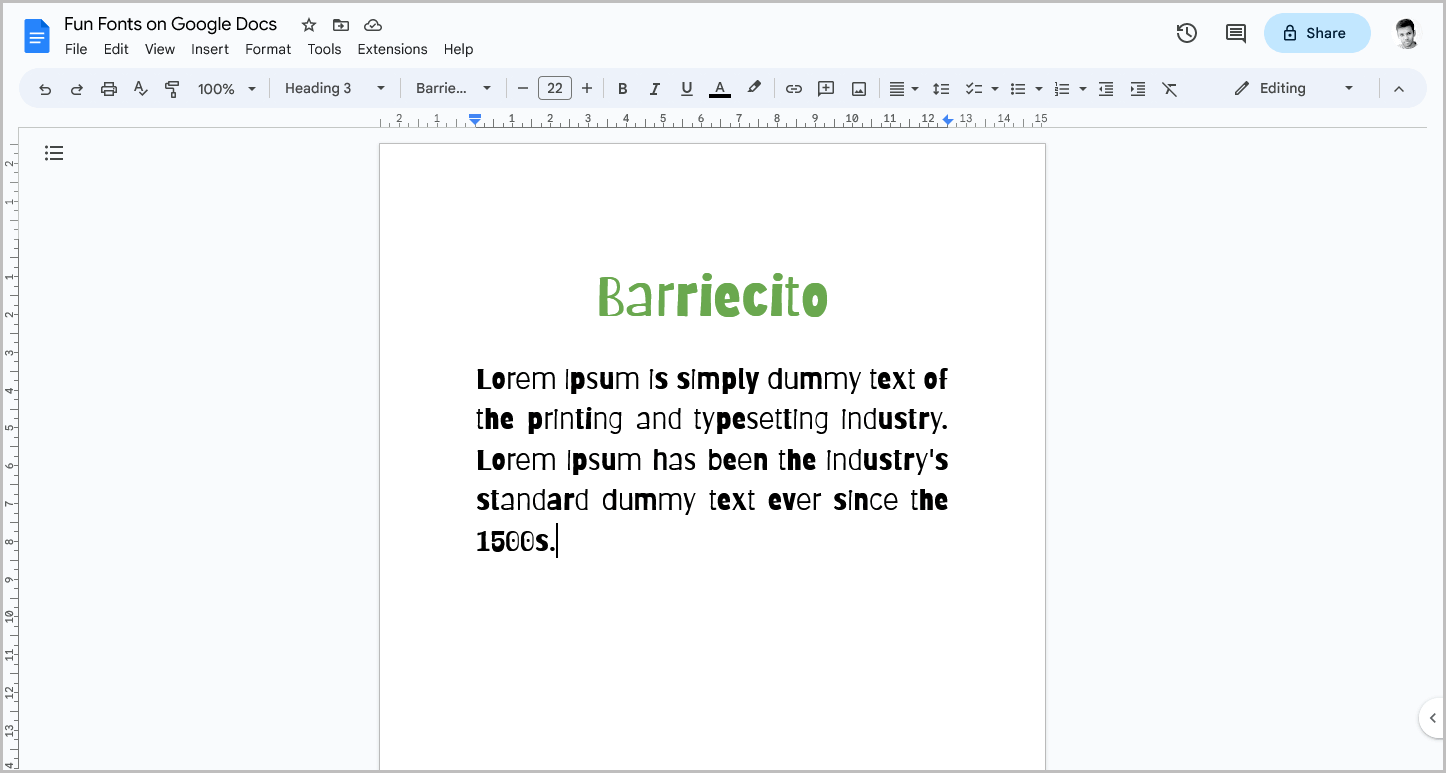 Fun Fonts on Google Docs