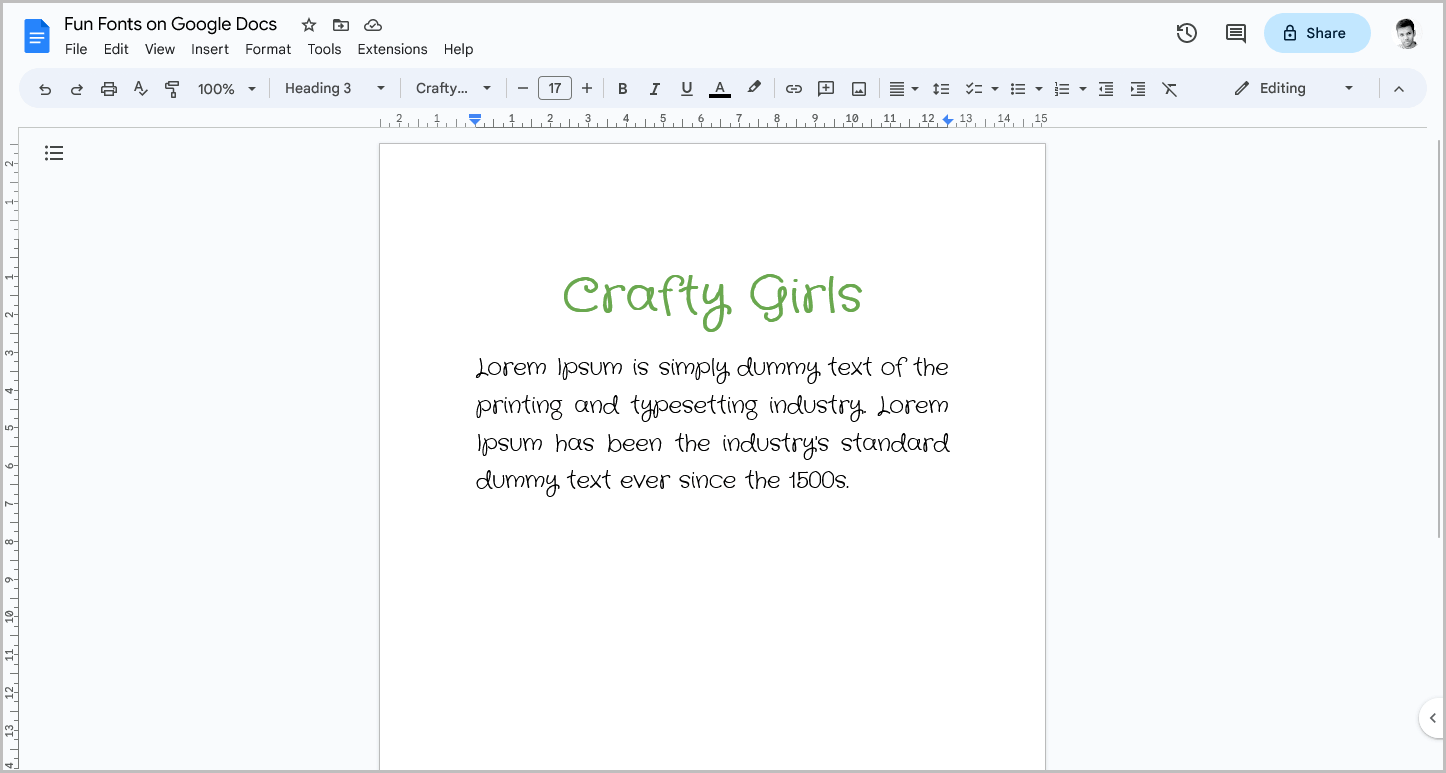 Fun Fonts on Google Docs