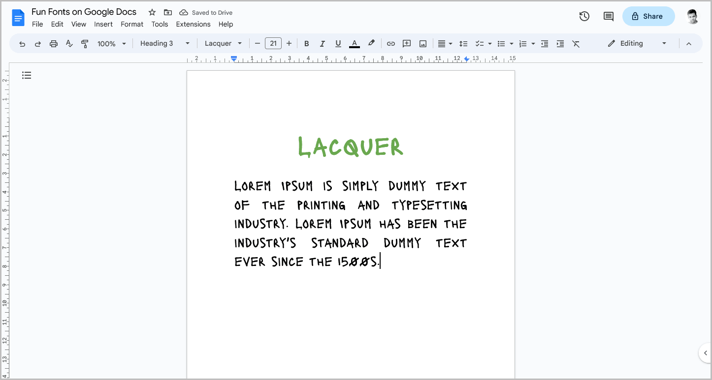 Fun Fonts on Google Docs