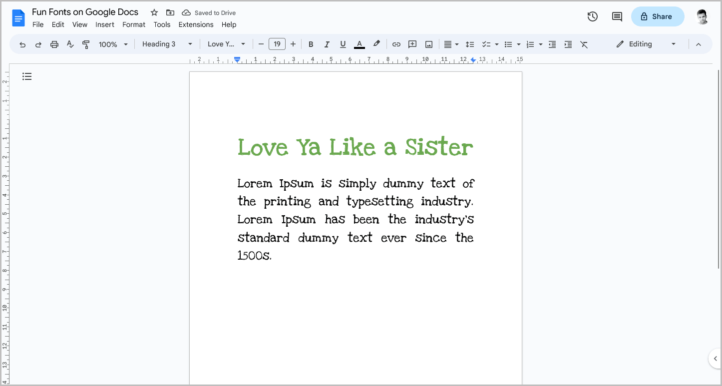 Fun Fonts on Google Docs