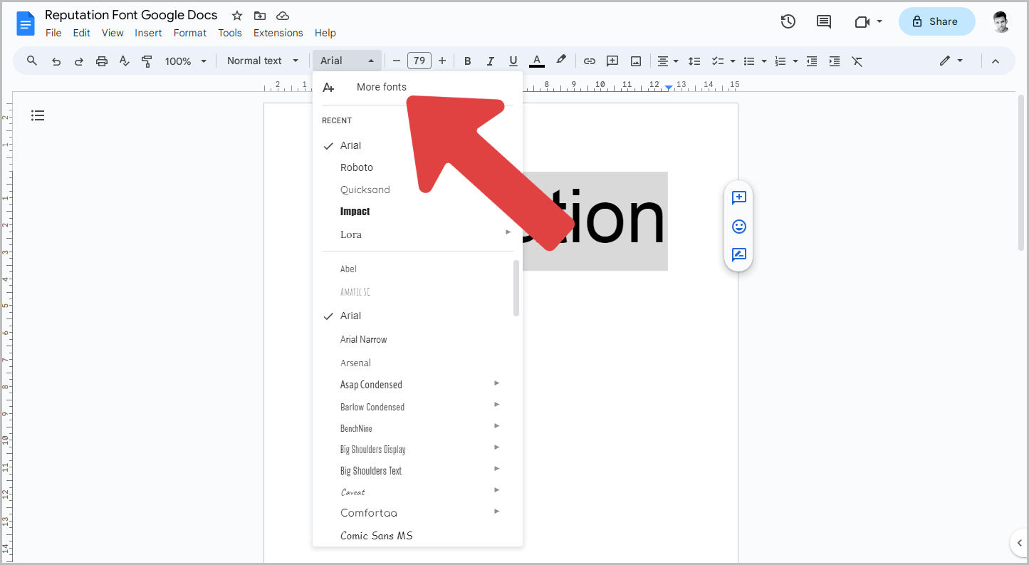 Reputation Font Google Docs