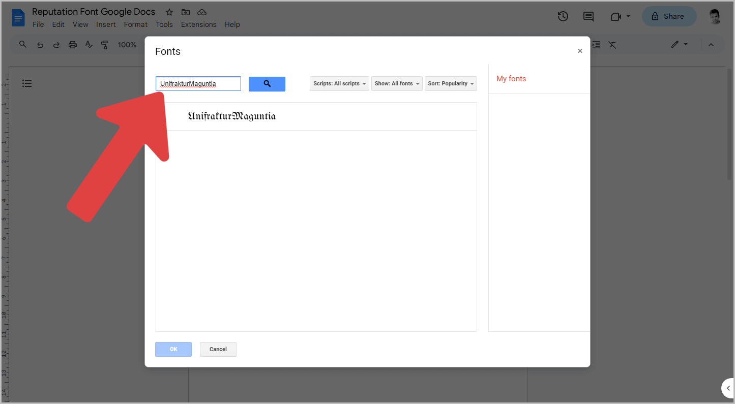 Reputation Font Google Docs