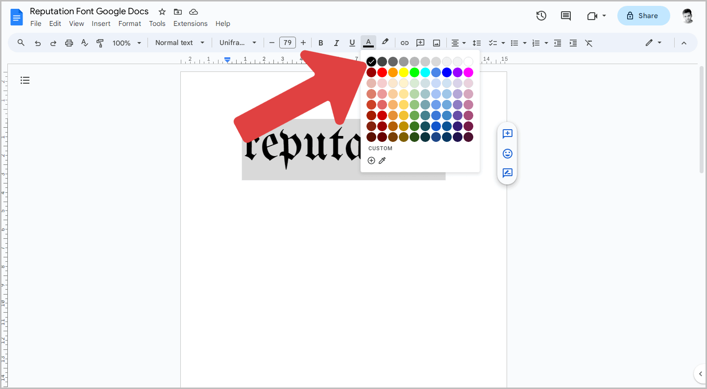 Reputation Font Google Docs