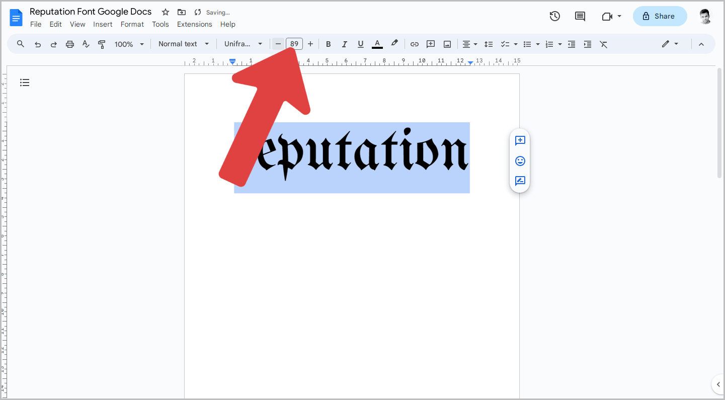 Reputation Font Google Docs