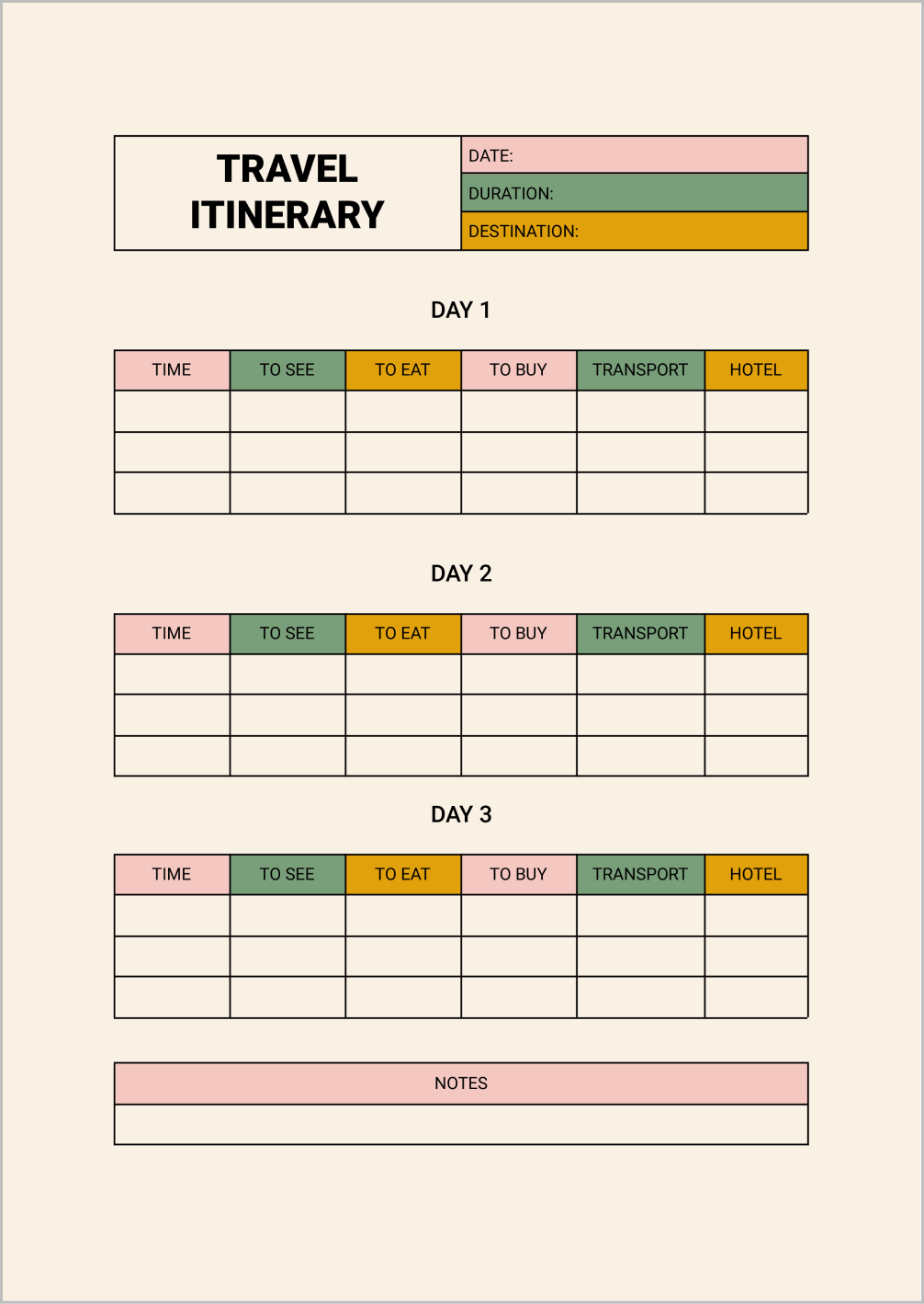 Minimal Itinerary Template Google Docs Google Docs Travel Itinerary Template