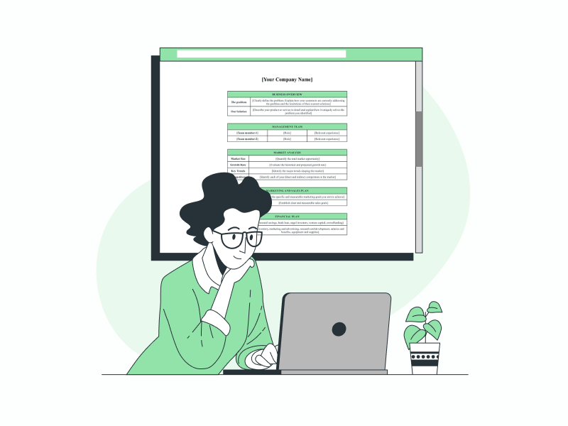 One Page Business Plan Template for Google Docs