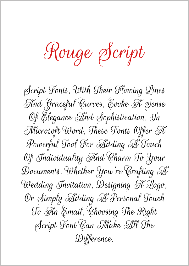 Microsoft Word Script Fonts