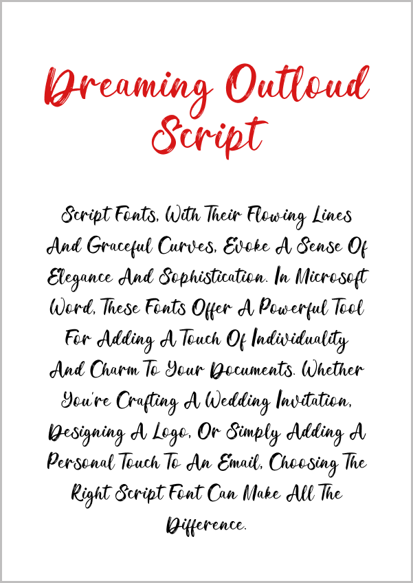 Microsoft Word Script Fonts