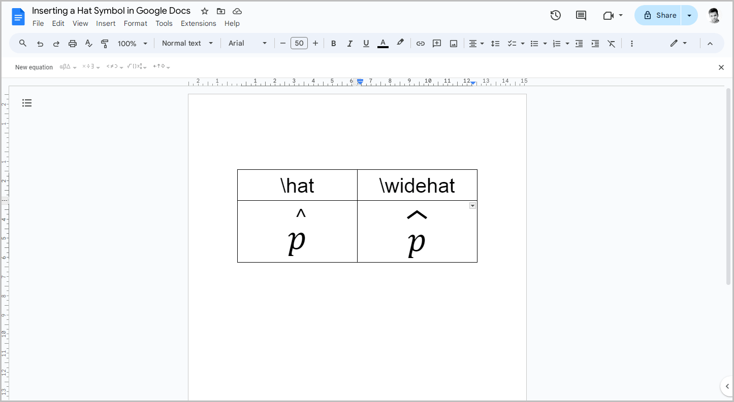 Inserting a Hat Symbol in Google Docs & Google Slides Inserting a Hat Symbol in Google Docs & Google Slides