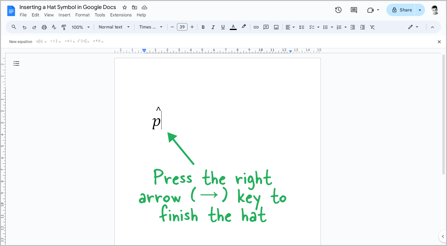 Inserting a Hat Symbol in Google Docs Step-5 Inserting a Hat Symbol in Google Docs Step-5