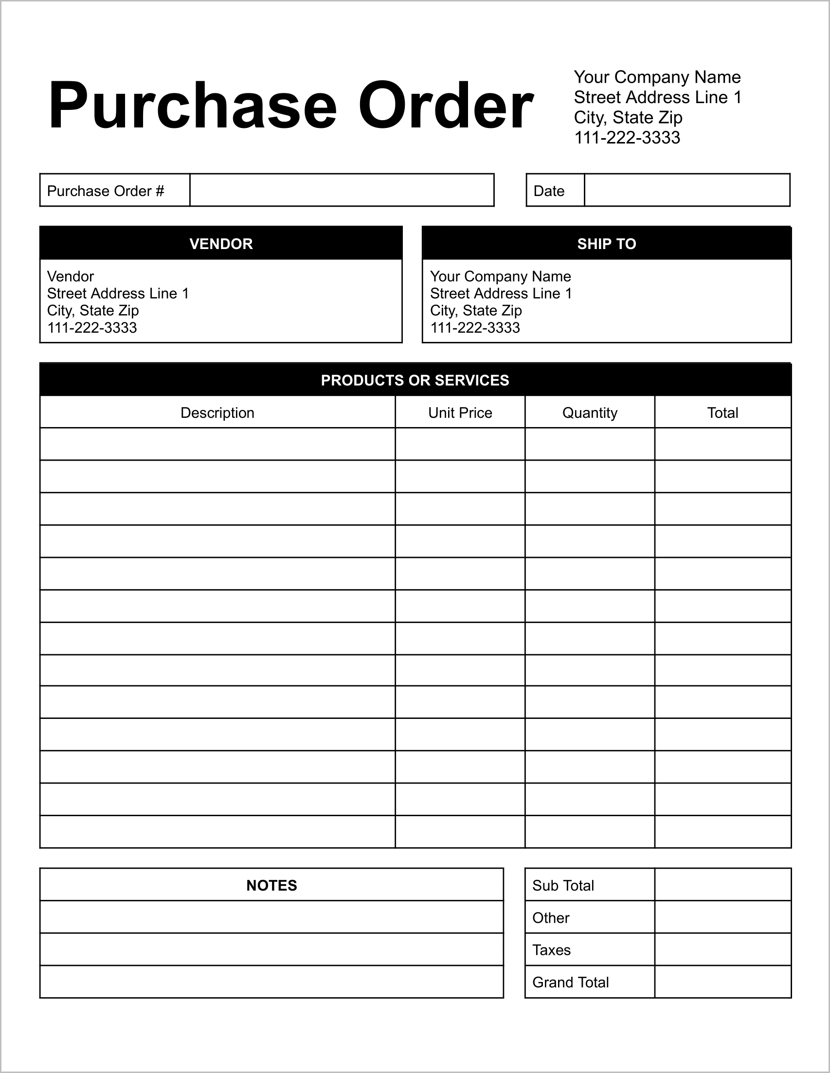 Purchase Order Request Form Templates_Black Purchase Order Request Form Templates
