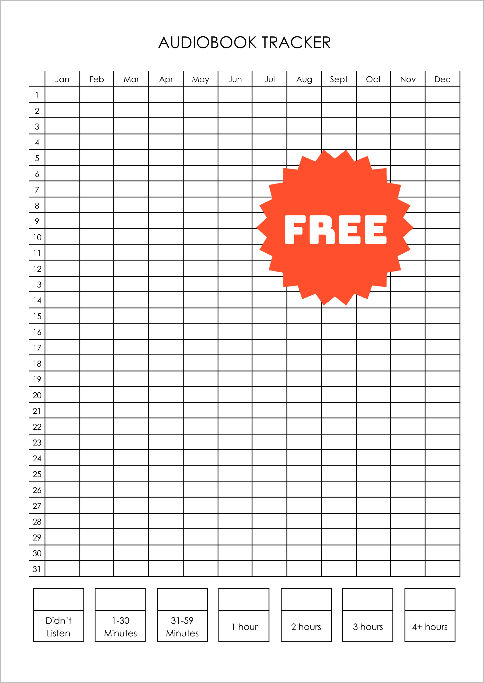Free Printable Audiobook Tracker [PDF]