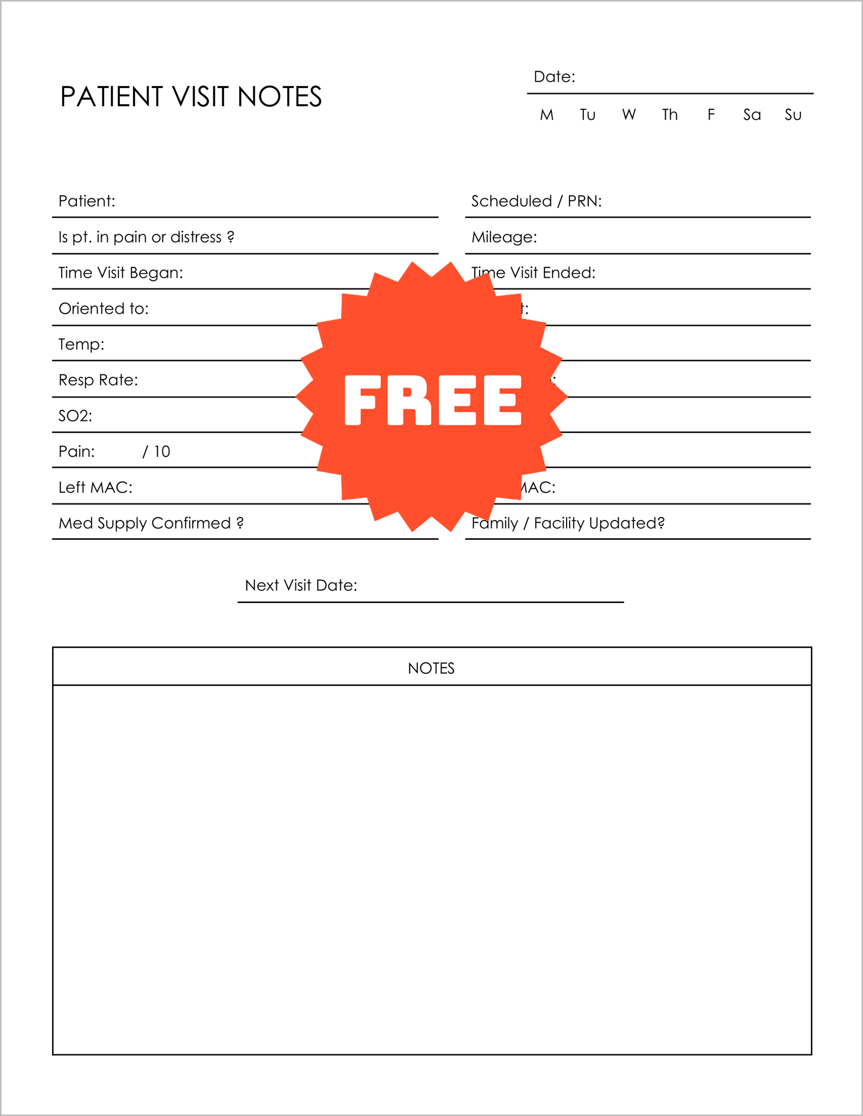 Free Patient Visit Note Templates