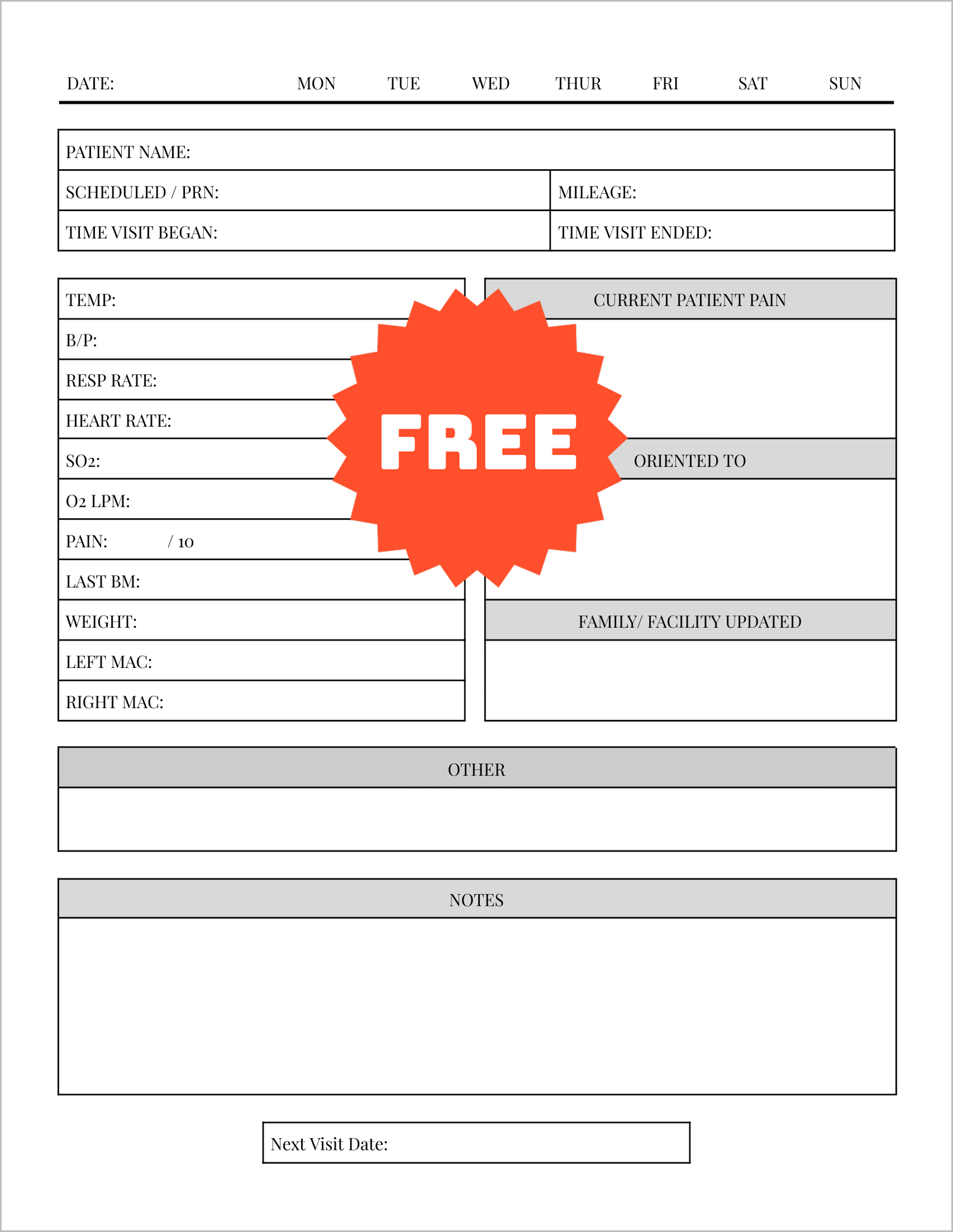 Free Patient Visit Note Templates