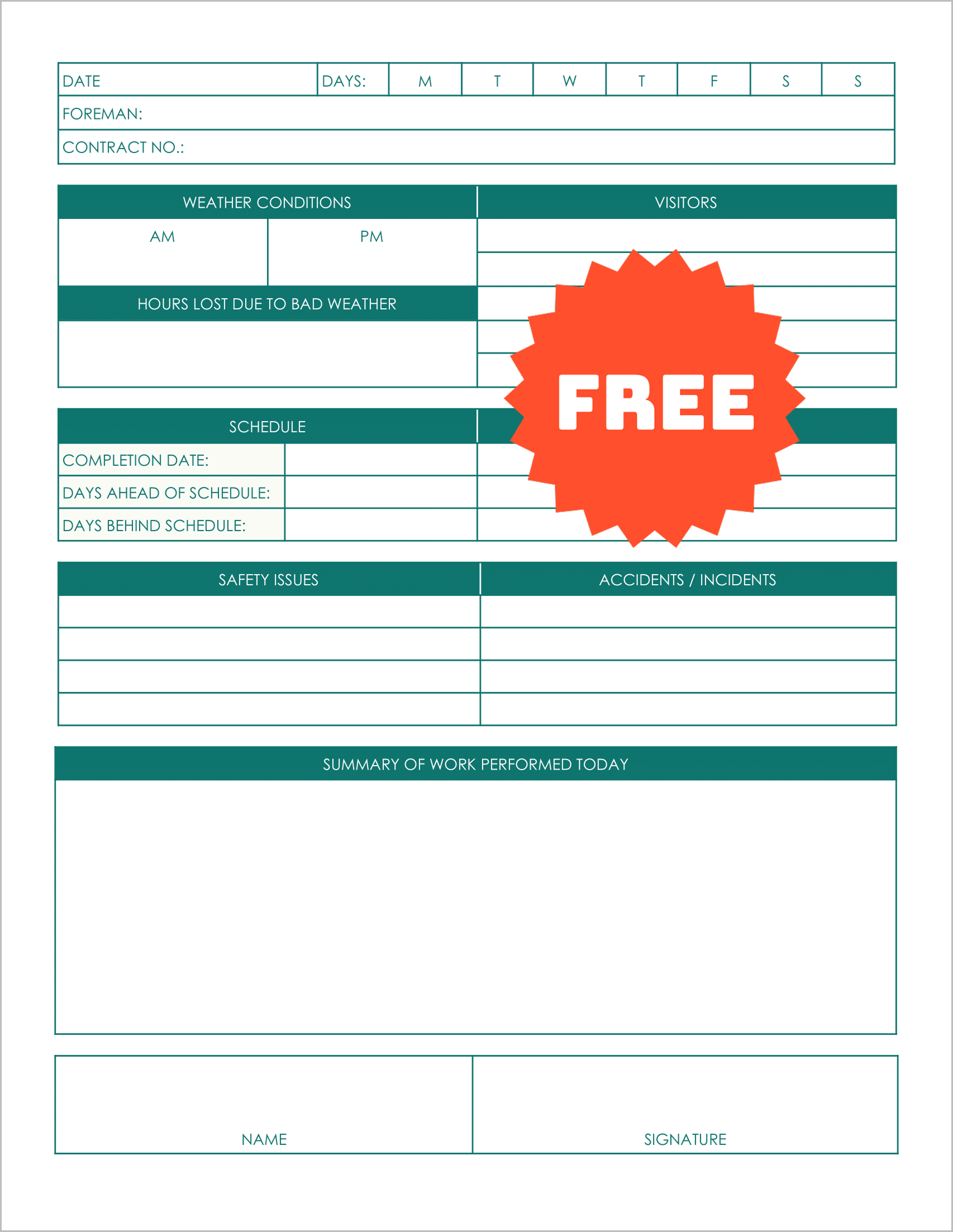 Construction Daily Site Logs