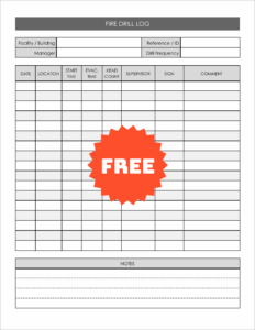 Free Printable Fire Drill Log Templates (No Sign Up Required)