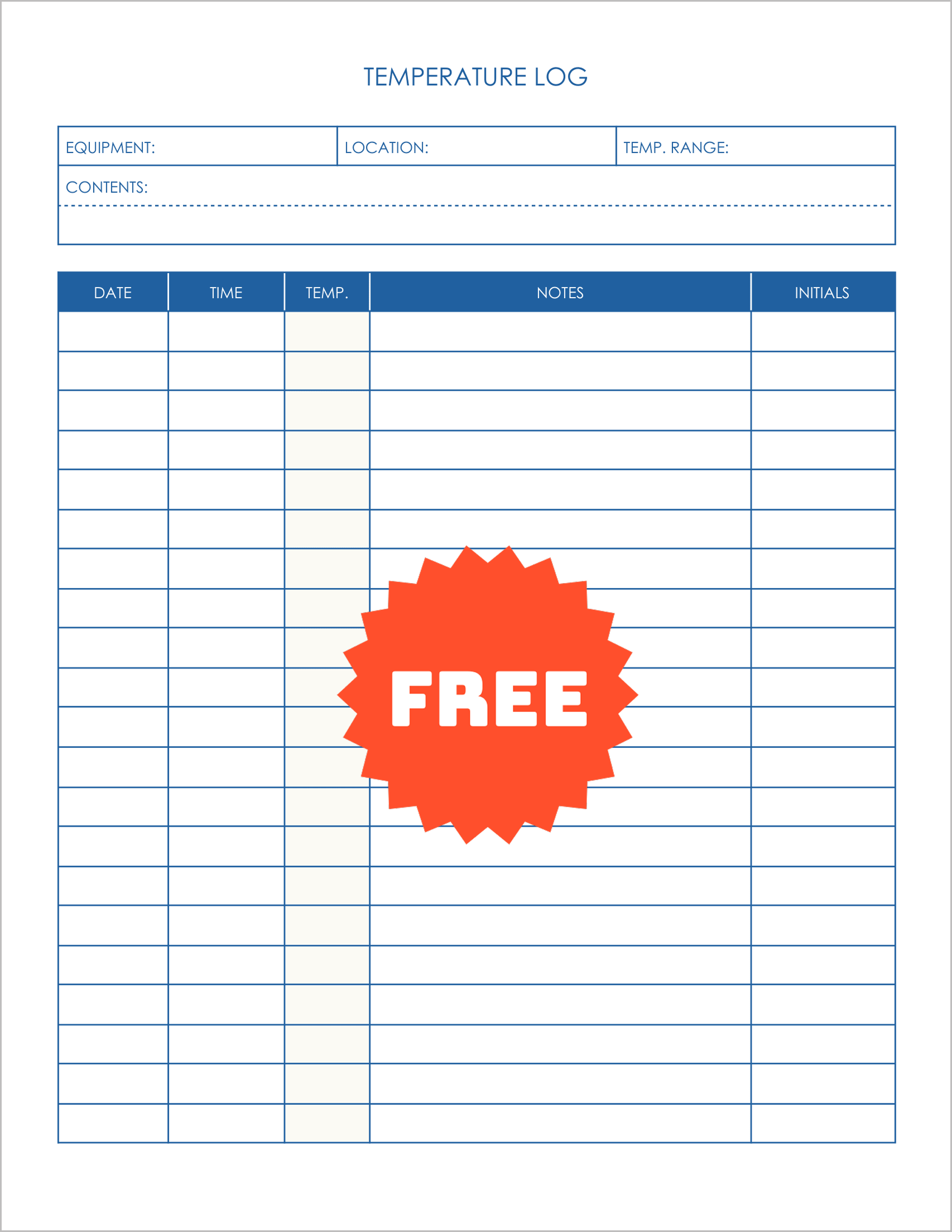 Free Printable Fridge Temperature Logs