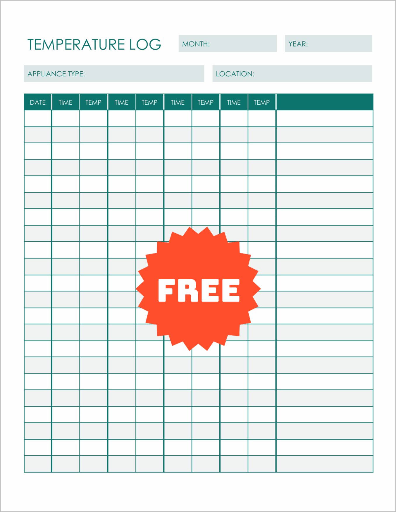 Expanded Temperature Log Free Printable Fridge Temperature Logs (No Sign Up Required)