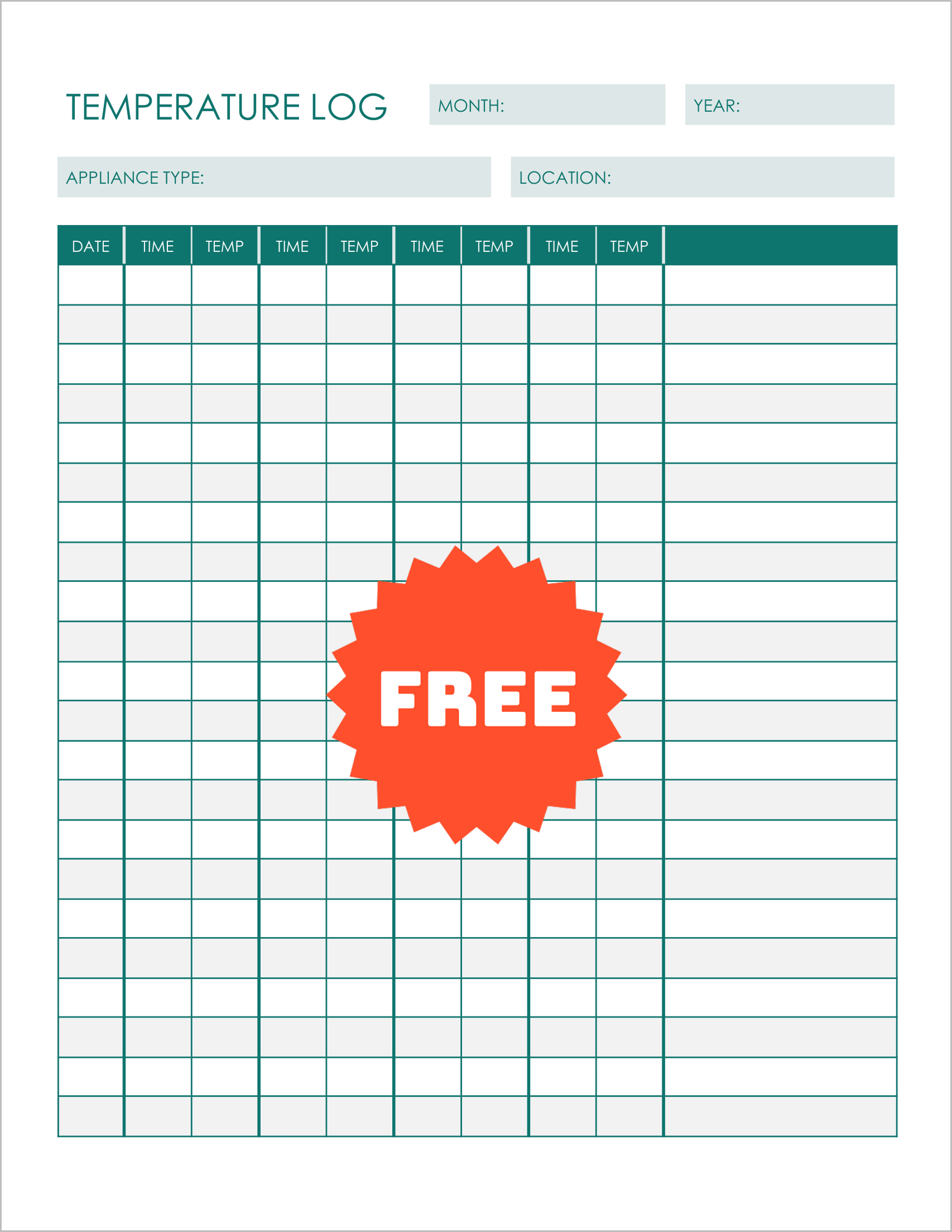 Free Printable Fridge Temperature Logs