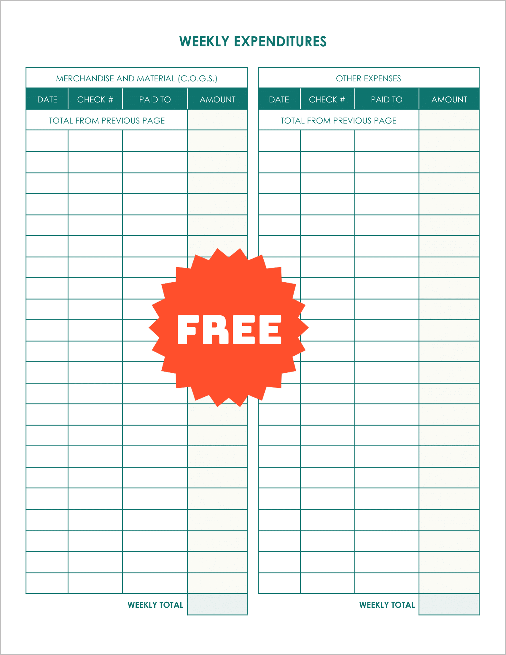 Free Printable Ledger Templates