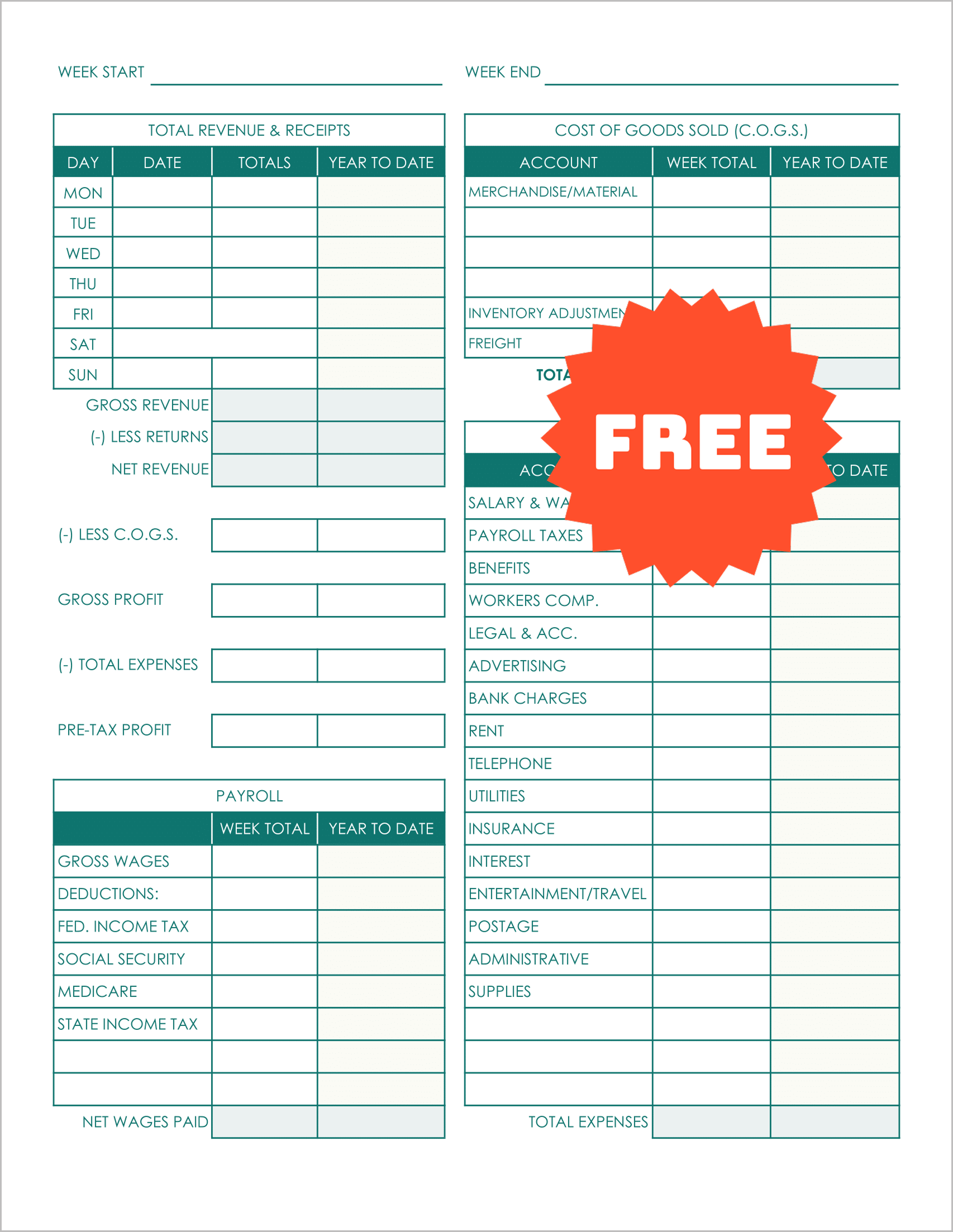 Free Printable Ledger Templates
