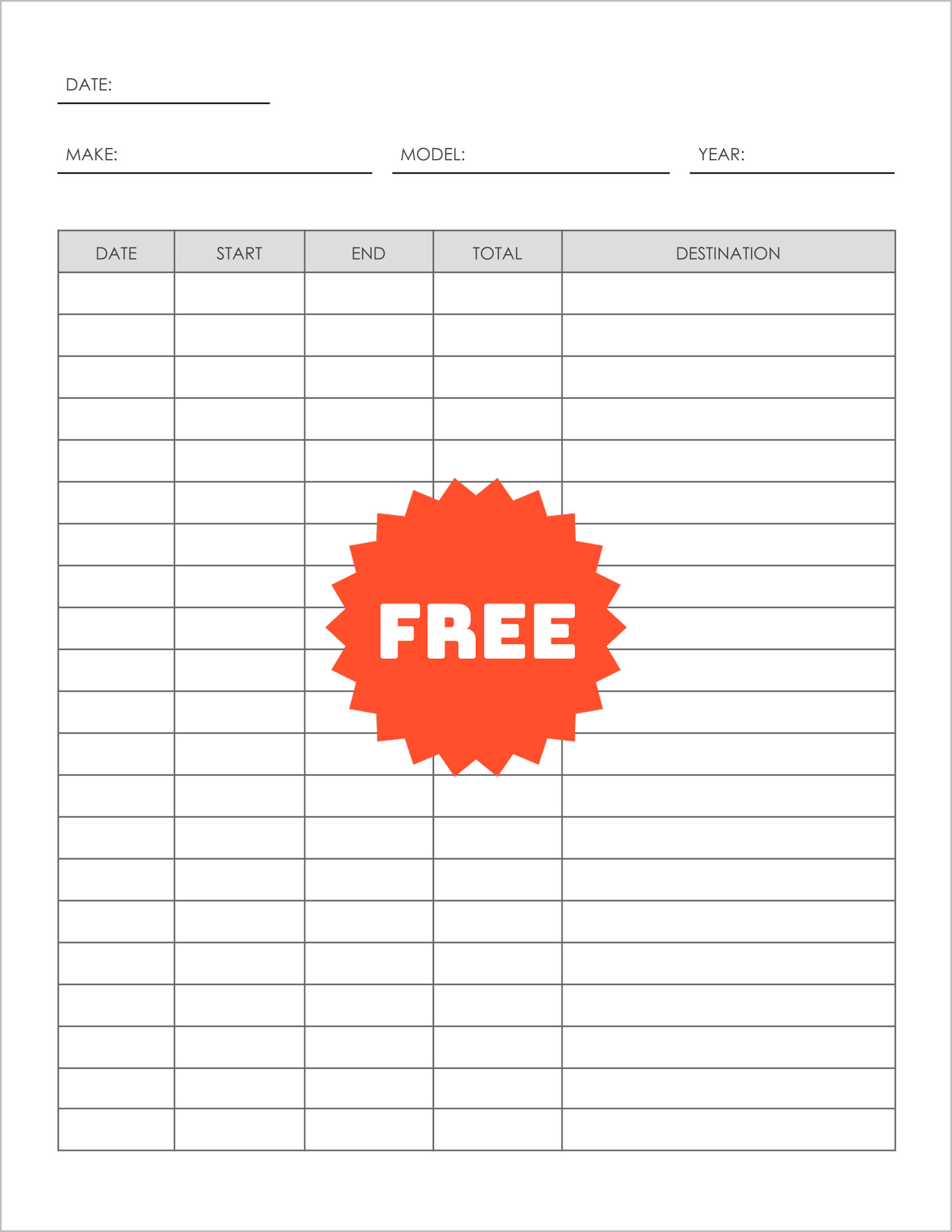Free Printable Mileage Logs