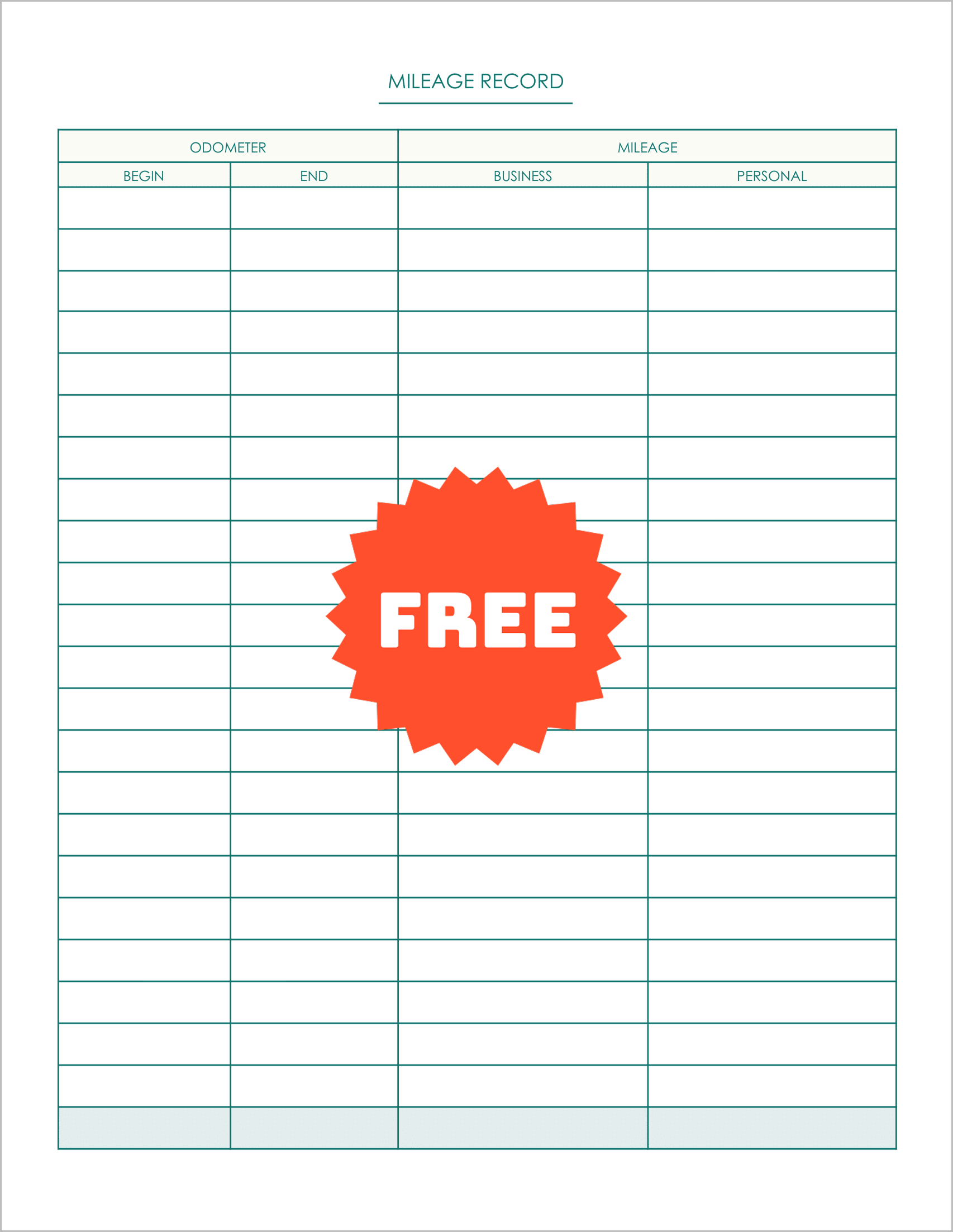Free Printable Mileage Logs