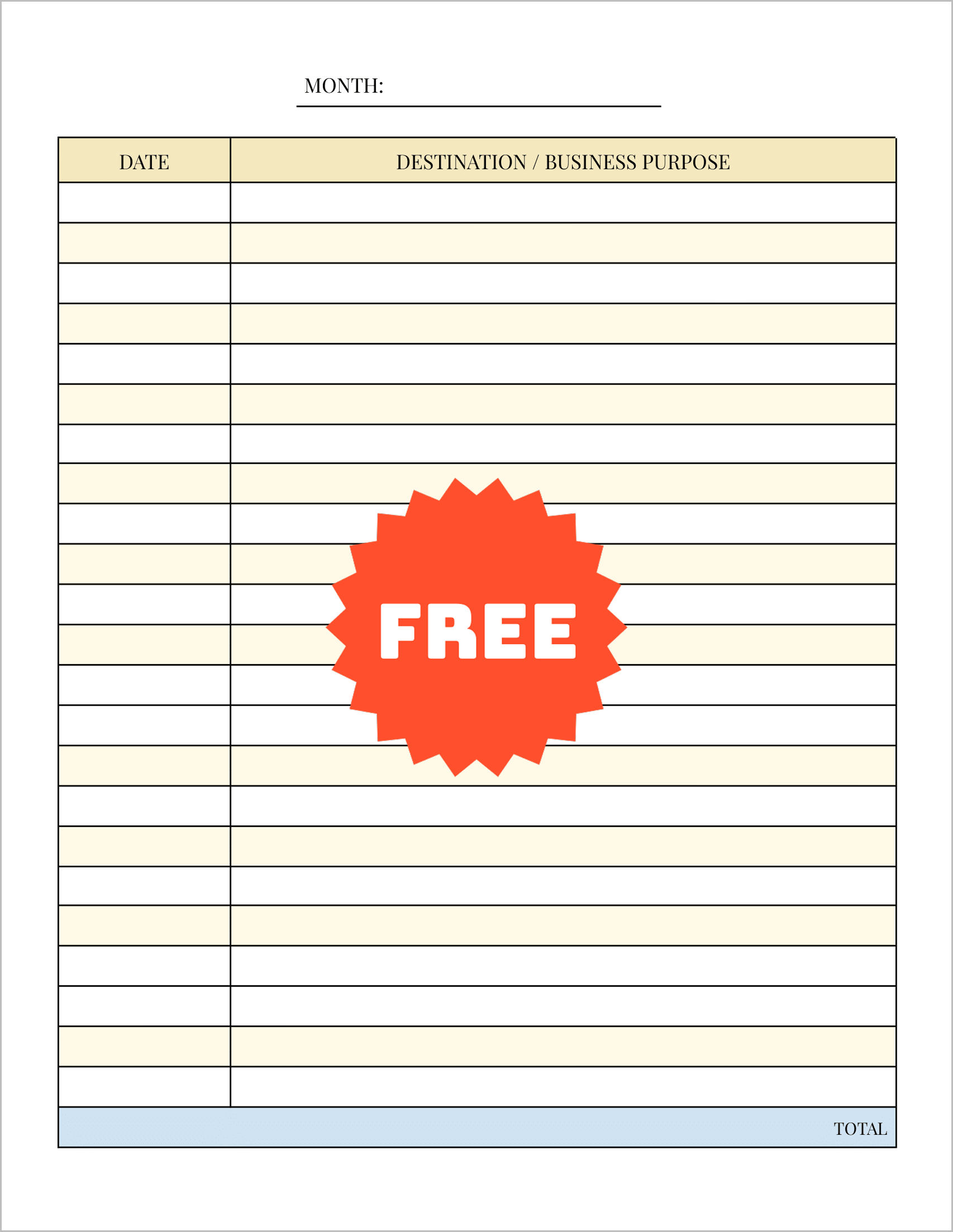 Free Printable Mileage Logs