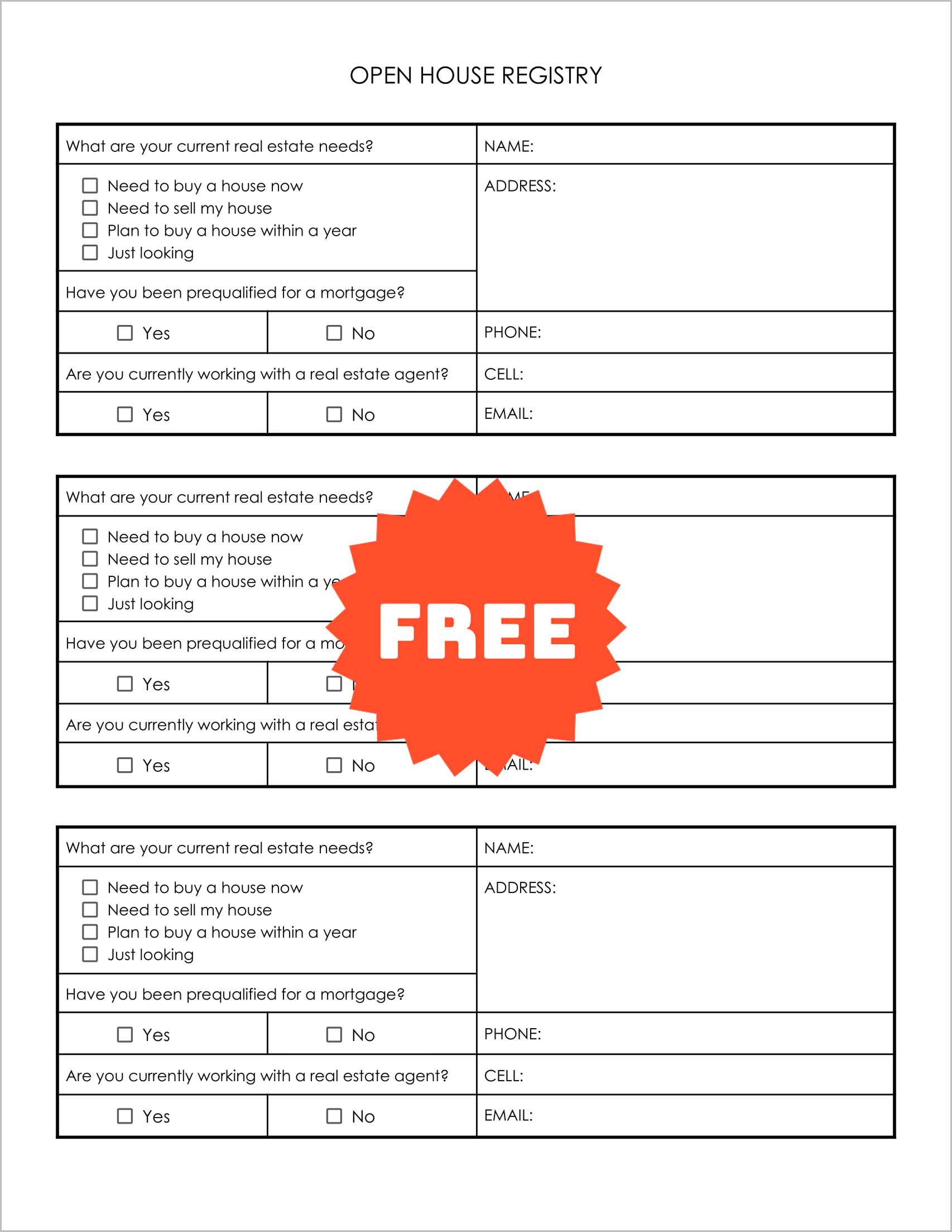 Free Printable Open House Sign-In Sheet Templates