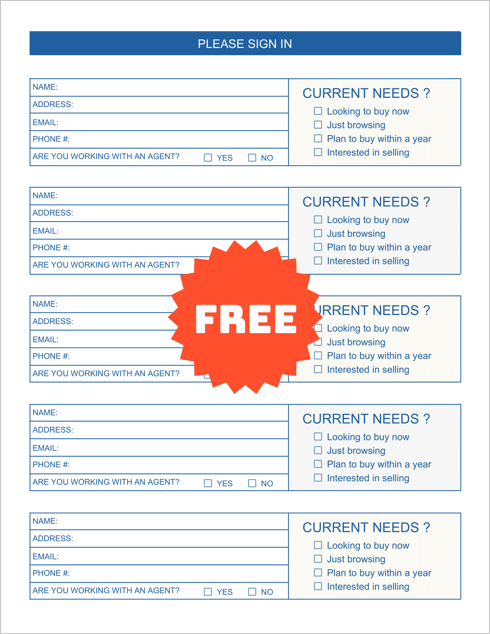 Free Printable Open House Sign-In Sheet Templates