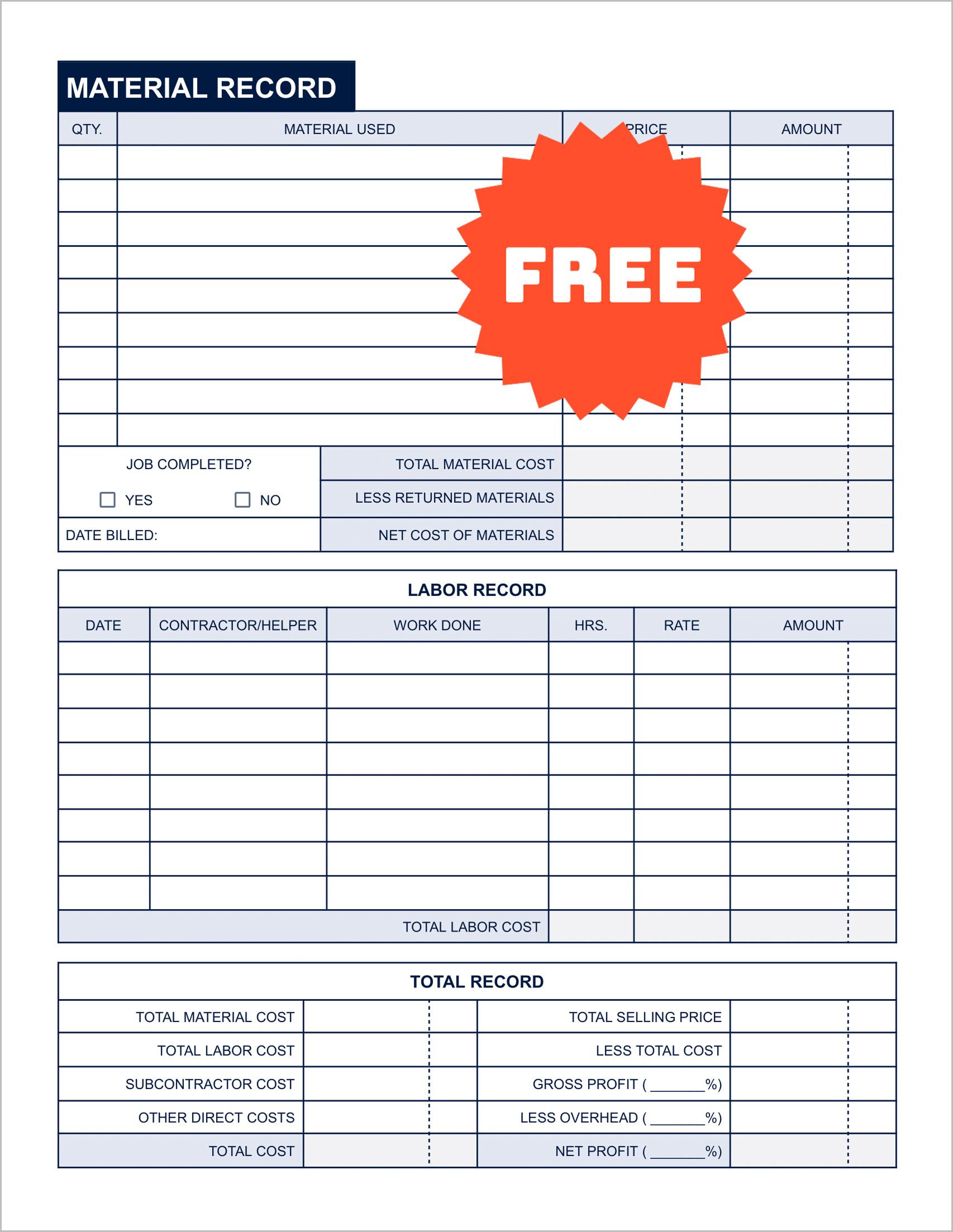 Free Printable Work Order Templates