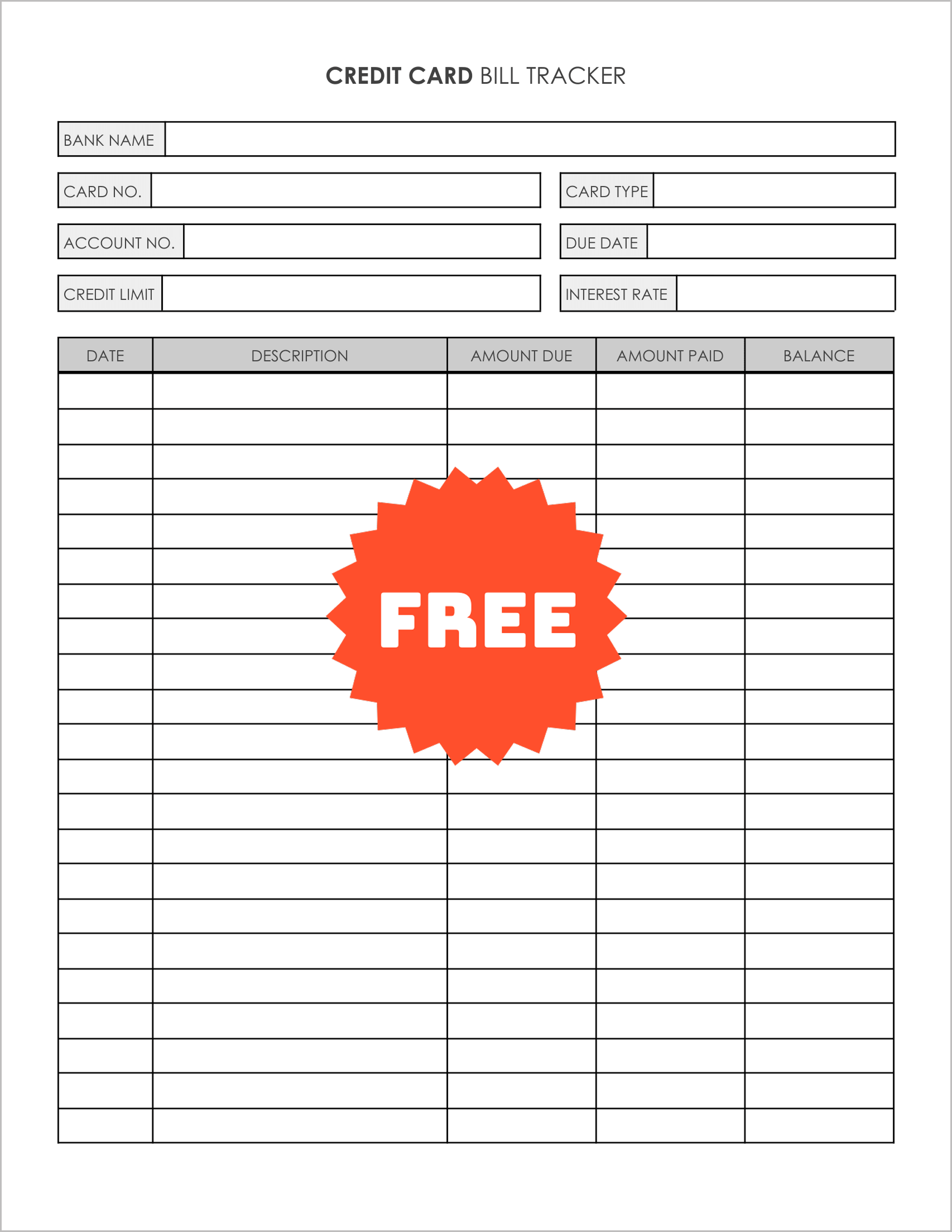 Free Printable Credit Card Payment Tracker Logs