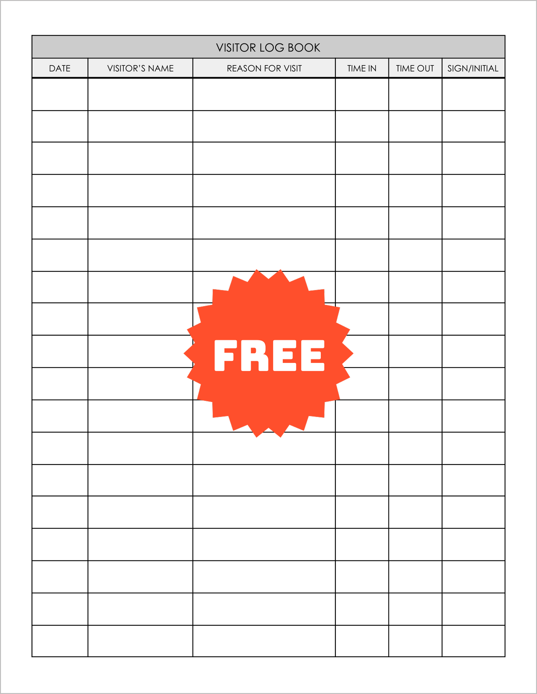 Free Printable Visitor Logs