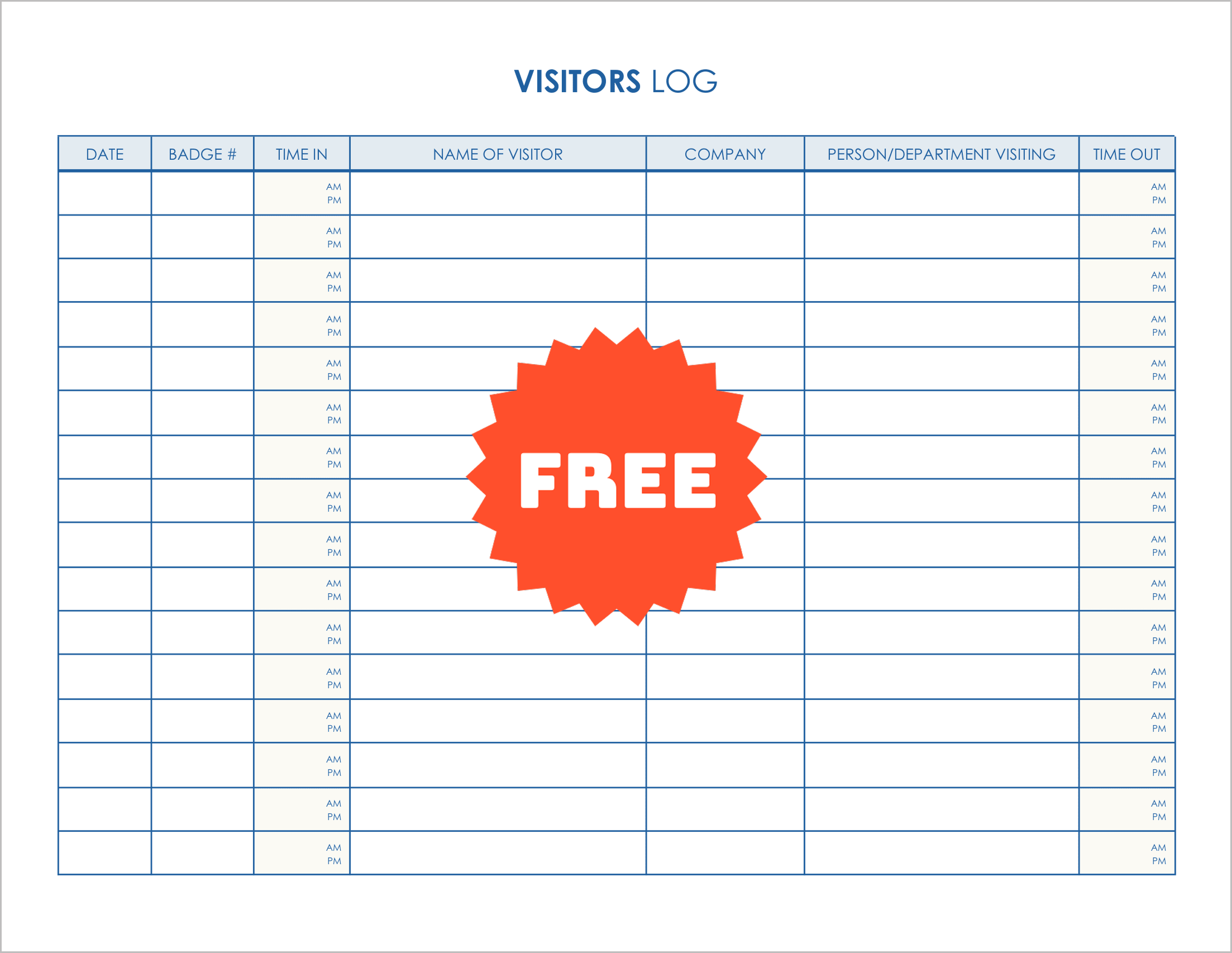 Free Printable Visitor Logs
