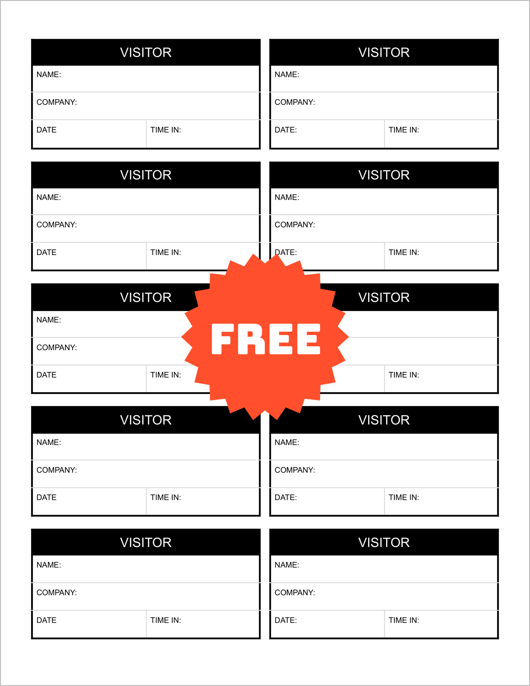 Free Printable Visitor Logs
